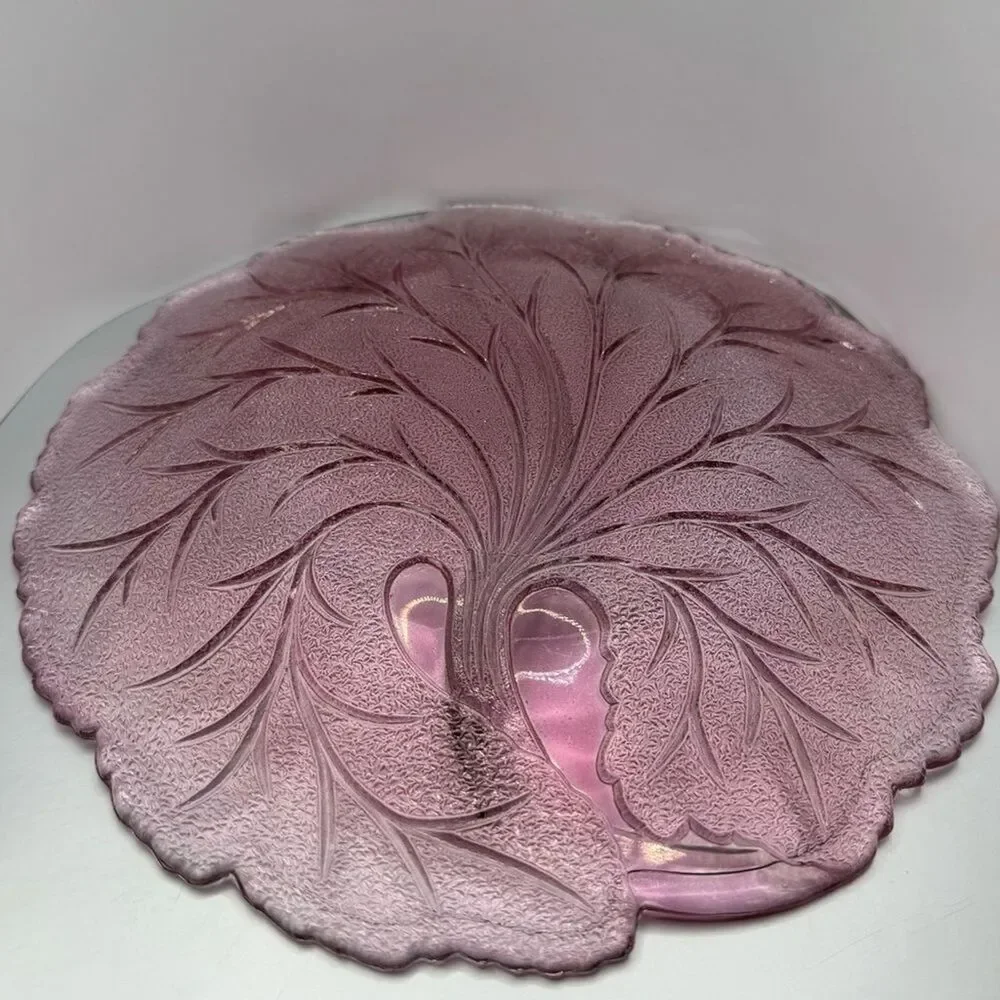Vintage Indiana Glass Pink Divided Serving Plate — 10″ Mid-Century Glassware